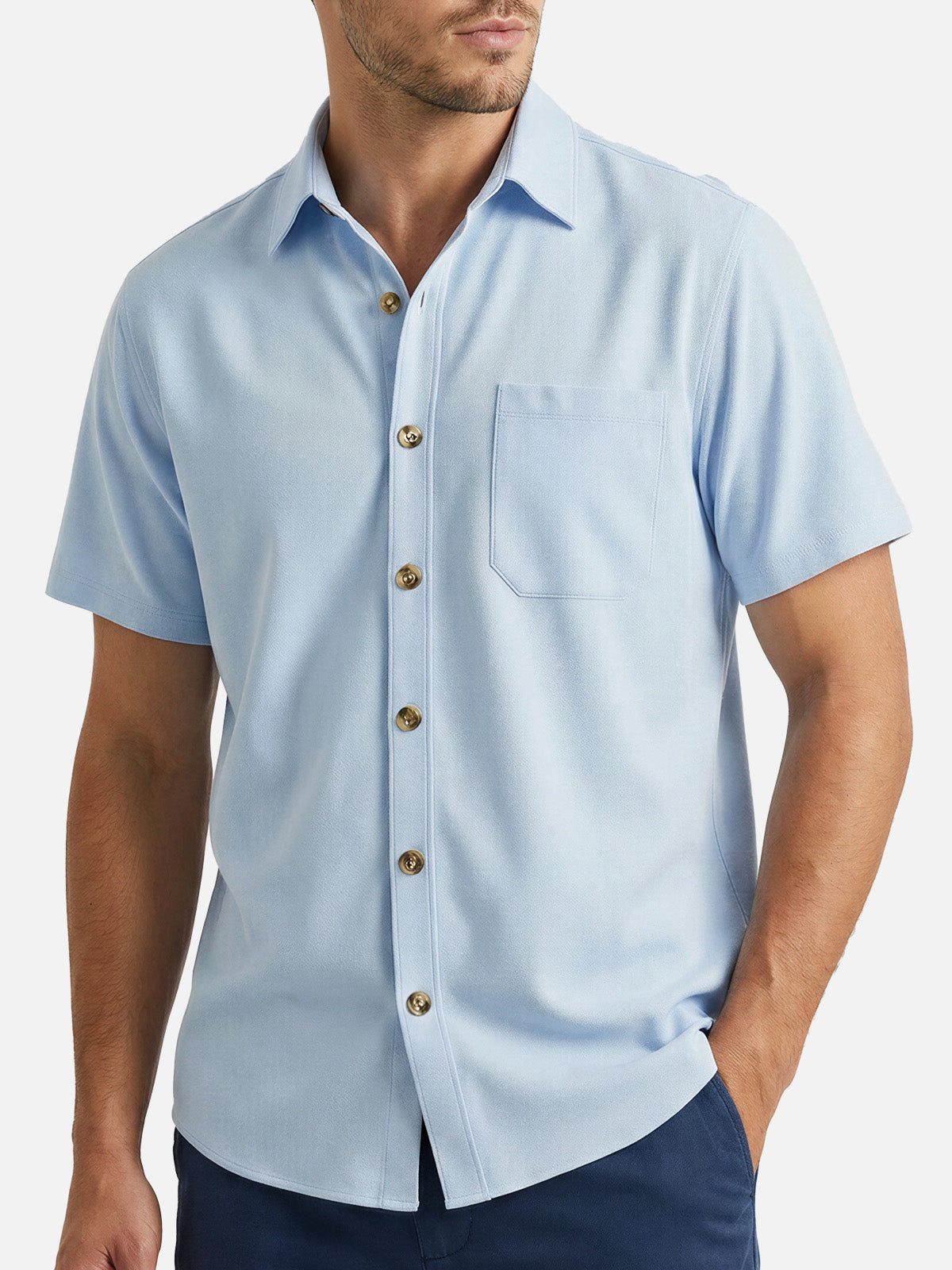 Men's Classic Chest Pocket Short Sleeve Shirt ElevenOasis