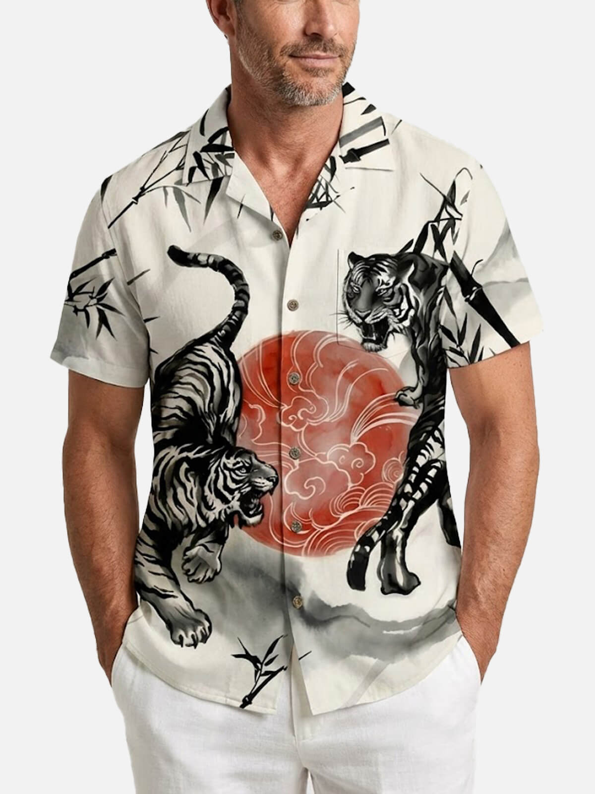 Men's Twin Tiger Bamboo Sun Short Sleeve Shirt Eleven Oasis