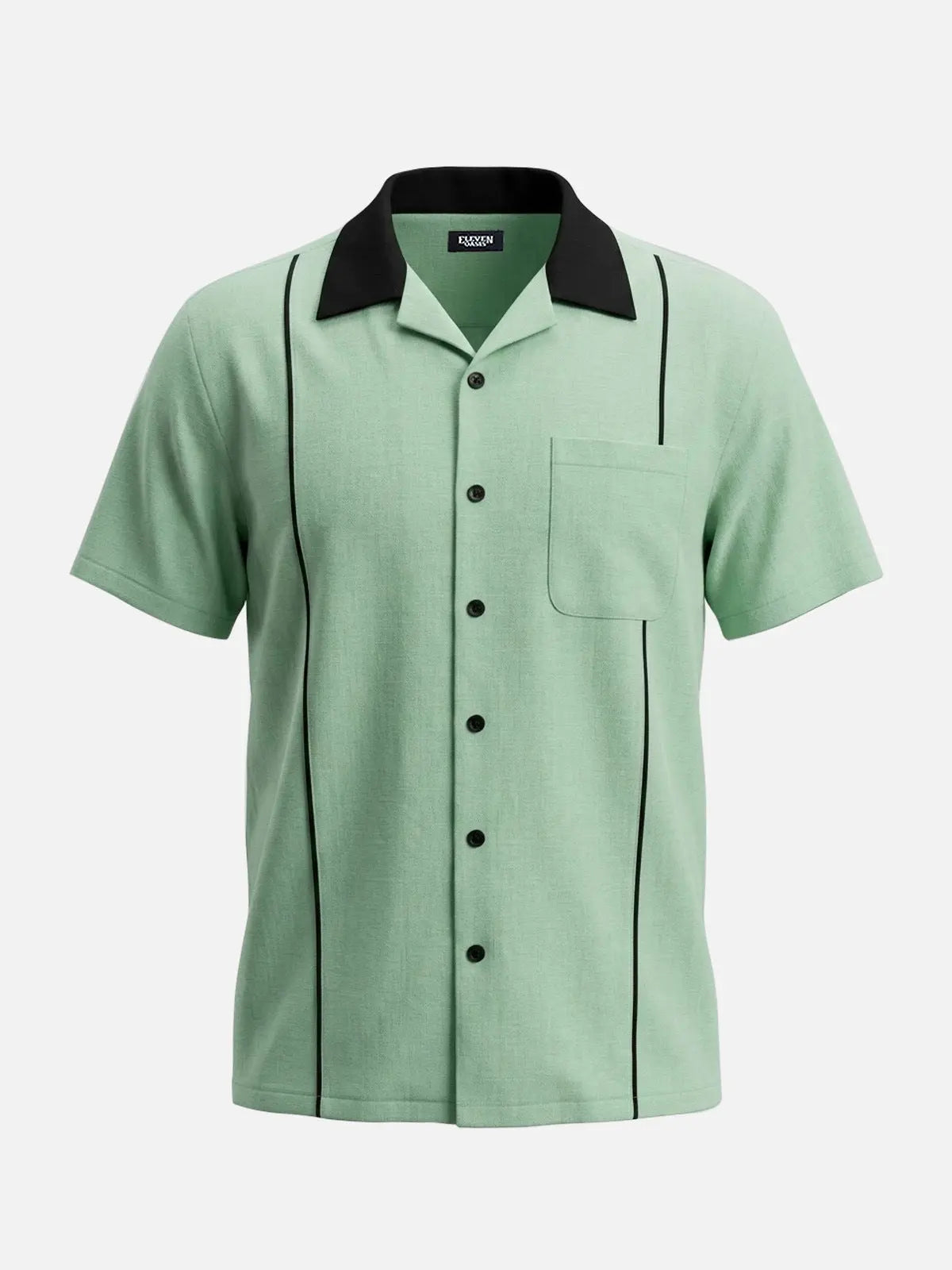 Men's Retro Piped Bowling Short Sleeve Shirt Eleven Oasis