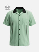 Men's Cotton Retro Piped Bowling Short Sleeve Shirt Eleven Oasis