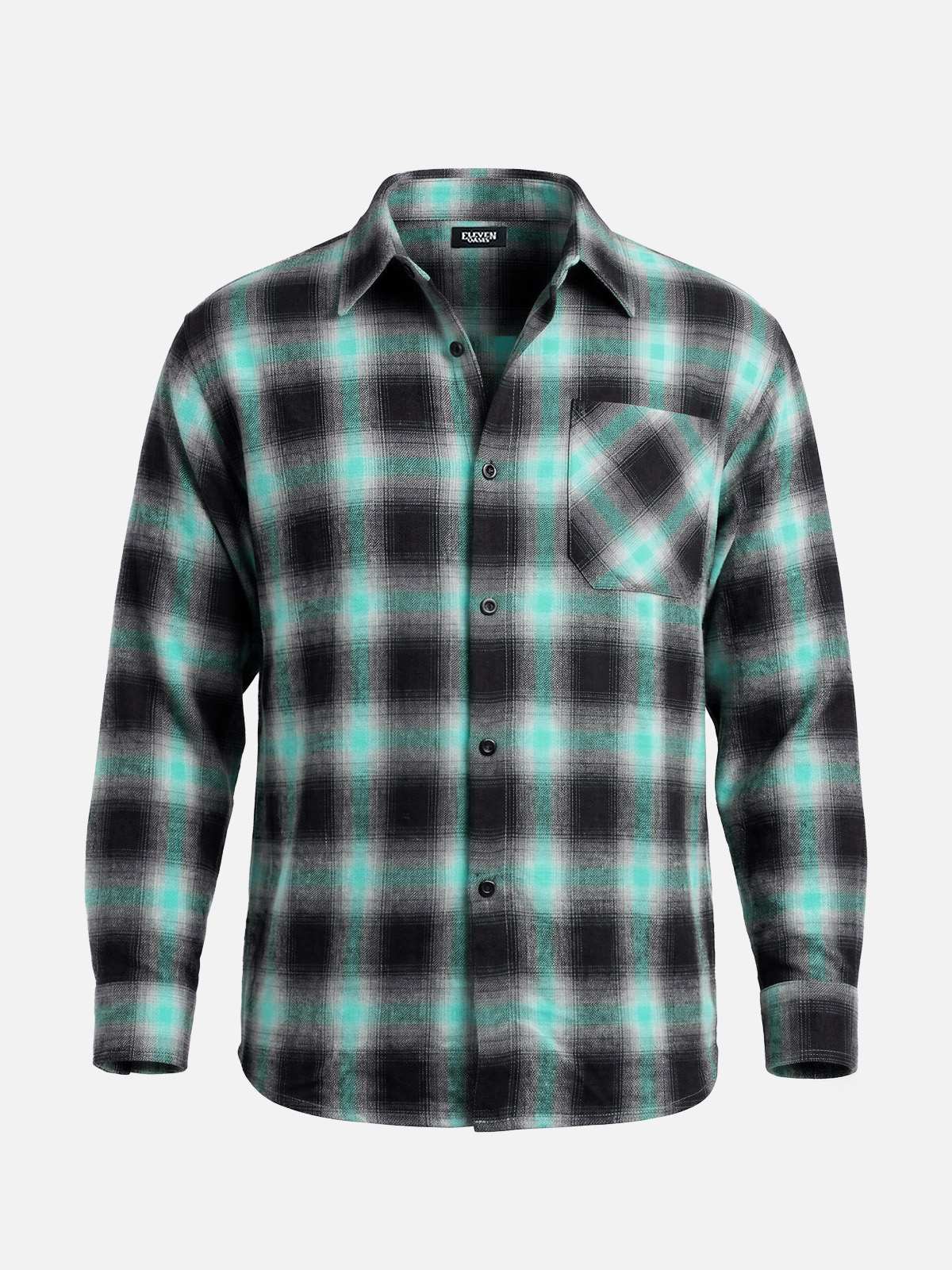 Men's Shadow Plaid Pocket Long Sleeve Shirt Eleven Oasis