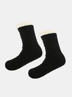 Cable Knit Sherpa-Lined Slipper Socks Eleven Oasis