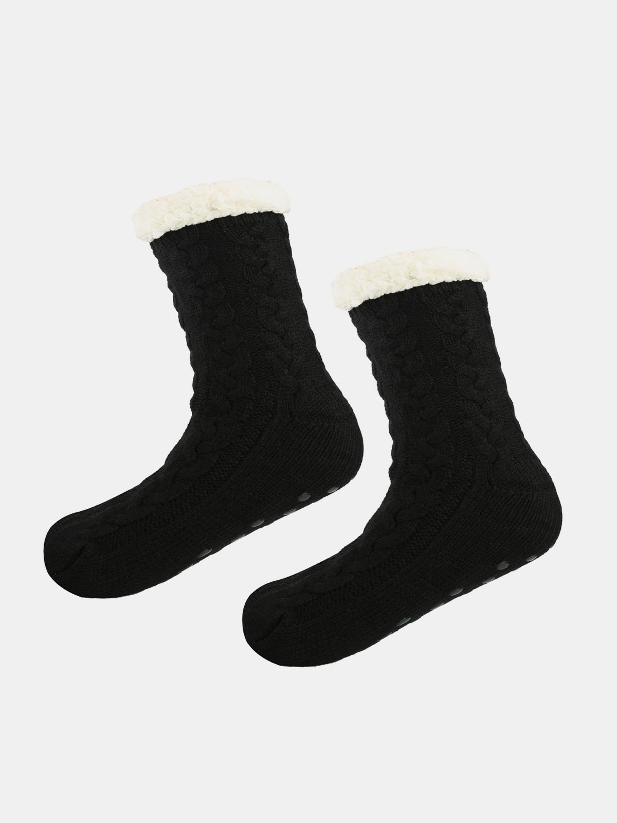 Cable Knit Sherpa-Lined Slipper Socks Eleven Oasis