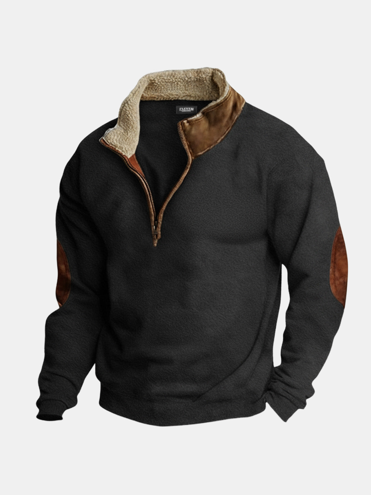 Men's Sherpa Collar Quarter-Zip Fleece Pullover Sweater Eleven Oasis