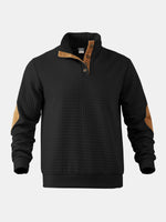 Men's Quilted Elbow Patch Mock Neck Pullover Eleven Oasis