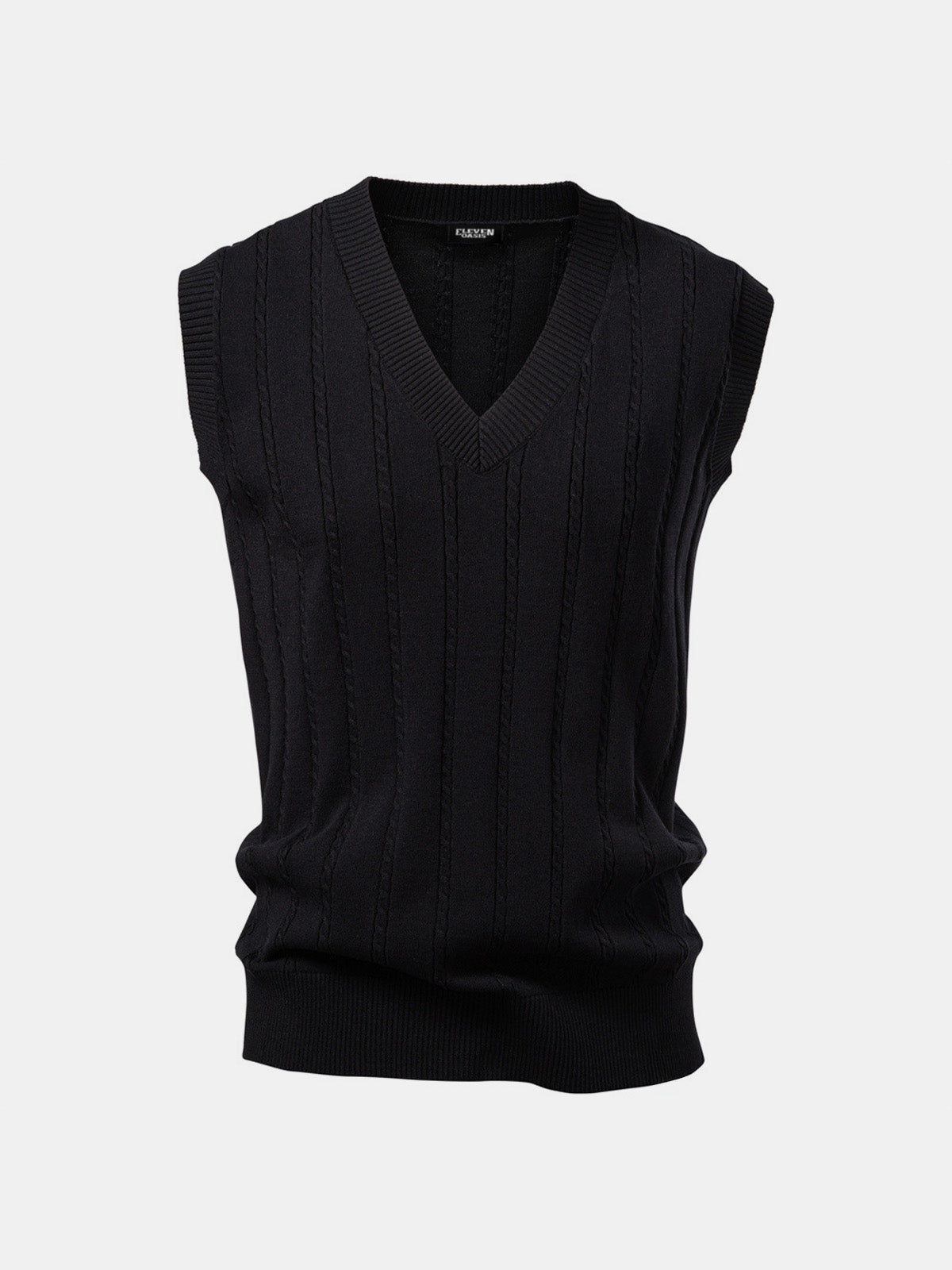 Men's Cable Knit V-Neck Sweater Vest Eleven Oasis