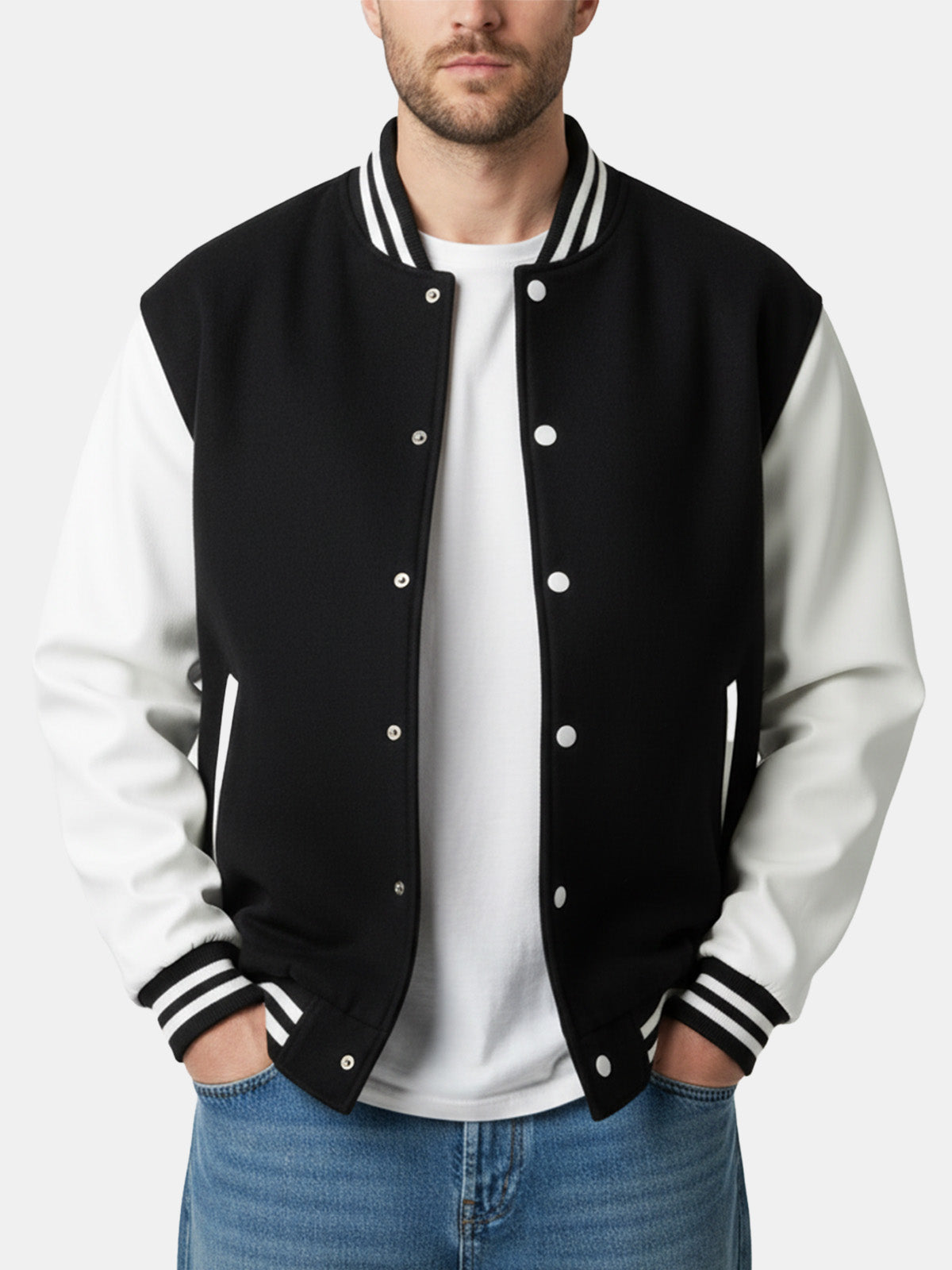 Men's Classic Colorblock Varsity Jacket Eleven Oasis