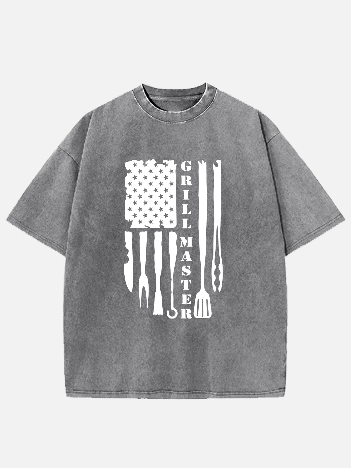 Men’s Food & Beverage Cotton Round Neck Short Sleeve T - Shirt Grill Master BBQ Tools Flag Eleven Oasis