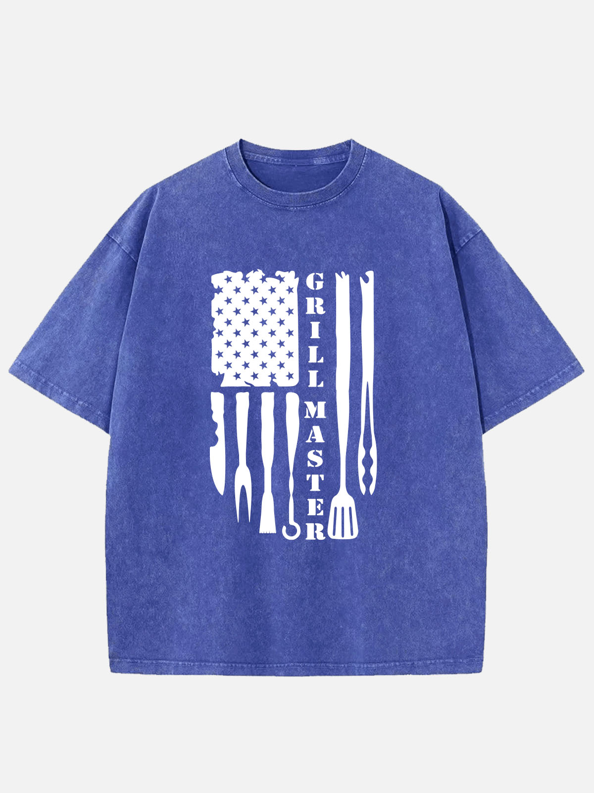 Men’s Food & Beverage Cotton Round Neck Short Sleeve T - Shirt Grill Master BBQ Tools Flag Eleven Oasis