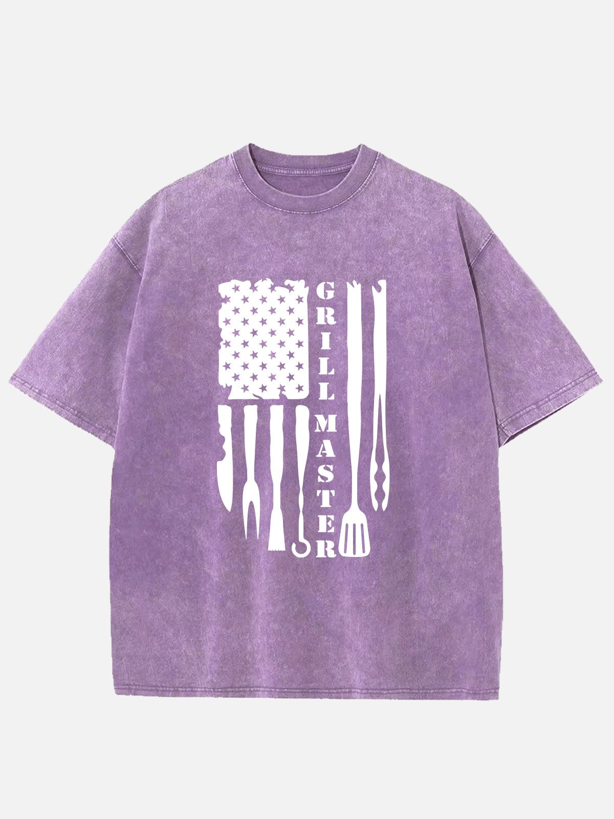 Men’s Food & Beverage Cotton Round Neck Short Sleeve T - Shirt Grill Master BBQ Tools Flag Eleven Oasis