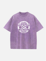 Hot Rod Garage Skull Piston Classic Artwork Acid Wash Cotton T-Shirt Eleven Oasis