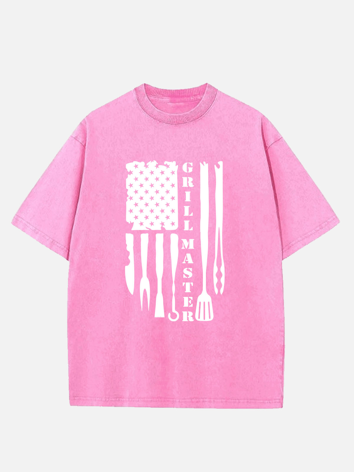 Men’s Food & Beverage Cotton Round Neck Short Sleeve T - Shirt Grill Master BBQ Tools Flag Eleven Oasis