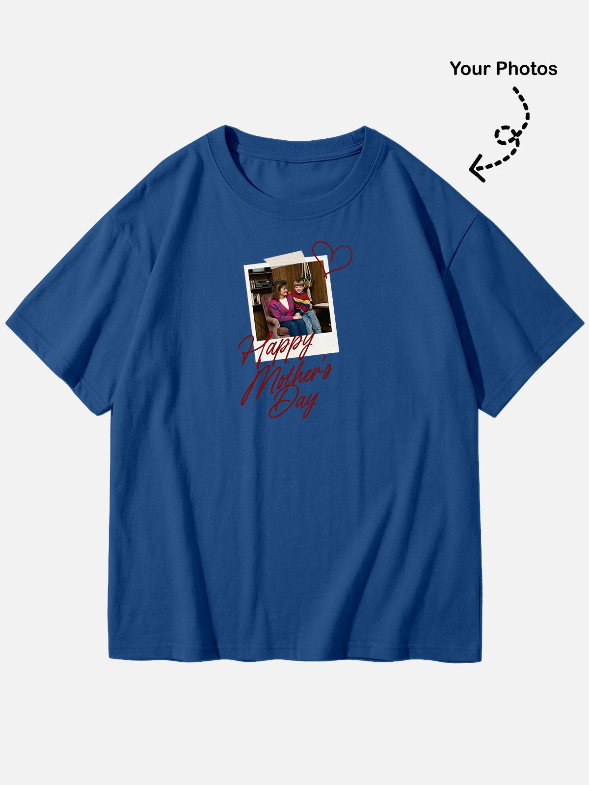 Custom Mother's Day Photo Cotton Short Sleeve T-Shirt Eleven Oasis