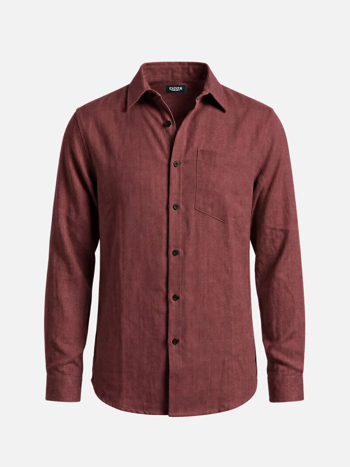 Men's Textured Linen-Look Pocket Long Sleeve Shirt Eleven Oasis