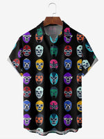 Men's Mexican Luche Libre Wrestling Masks Short Sleeve Casual ShirtMens short sleeve shirts Big and tall Mens shirts Short sleeve shirts for men Mens 4xl shirts Casual short sleeve shirts