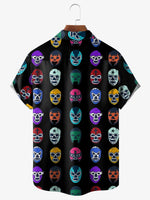 Men's Mexican Luche Libre Wrestling Masks Short Sleeve Casual ShirtMens short sleeve shirts Big and tall Mens shirts Short sleeve shirts for men Mens 4xl shirts Casual short sleeve shirts