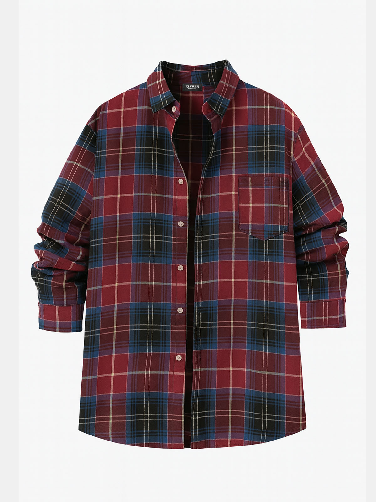Men's Button-Down Plaid Long Sleeve Shirt