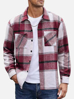 Men's Warm Plaid Button-Up Long Sleeve Shirt Jacket Eleven Oasis