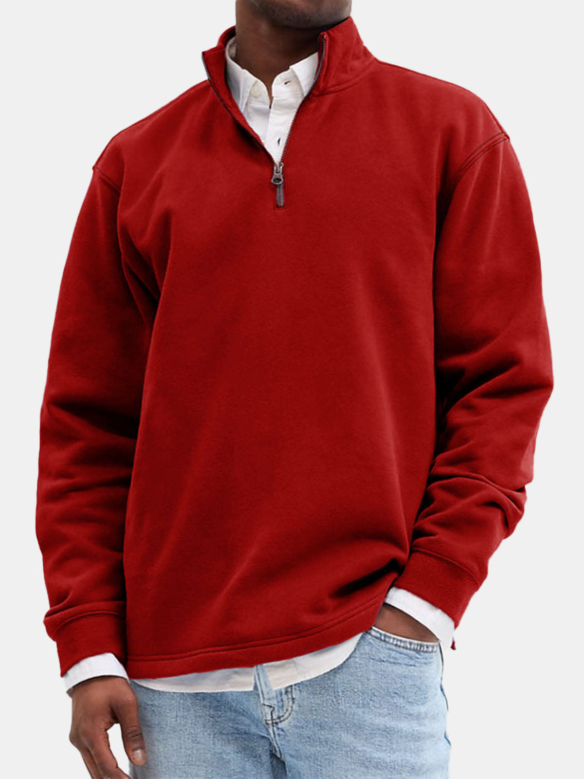 Men's Quarter-Zip Cotton Blend Sweatshirt Eleven Oasis