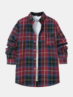 Men’s Button-Down Plaid Long Sleeve Shirt Eleven Oasis
