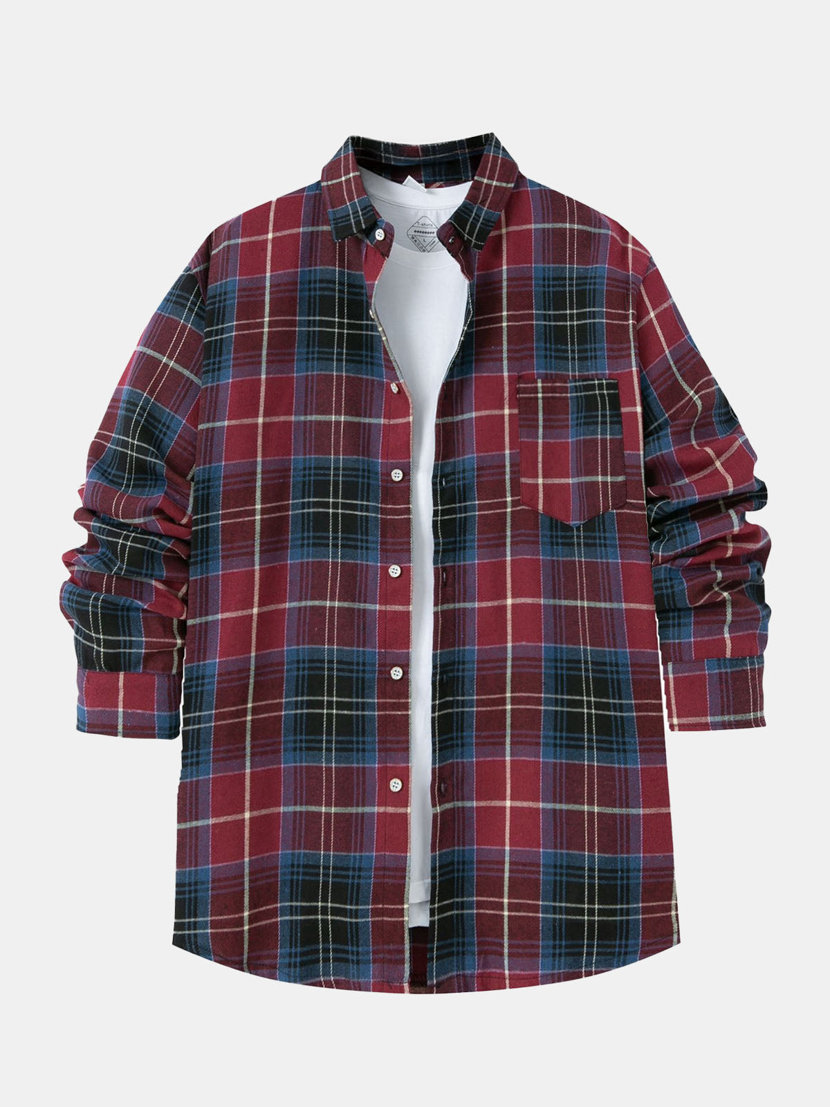 Men’s Button-Down Plaid Long Sleeve Shirt Eleven Oasis