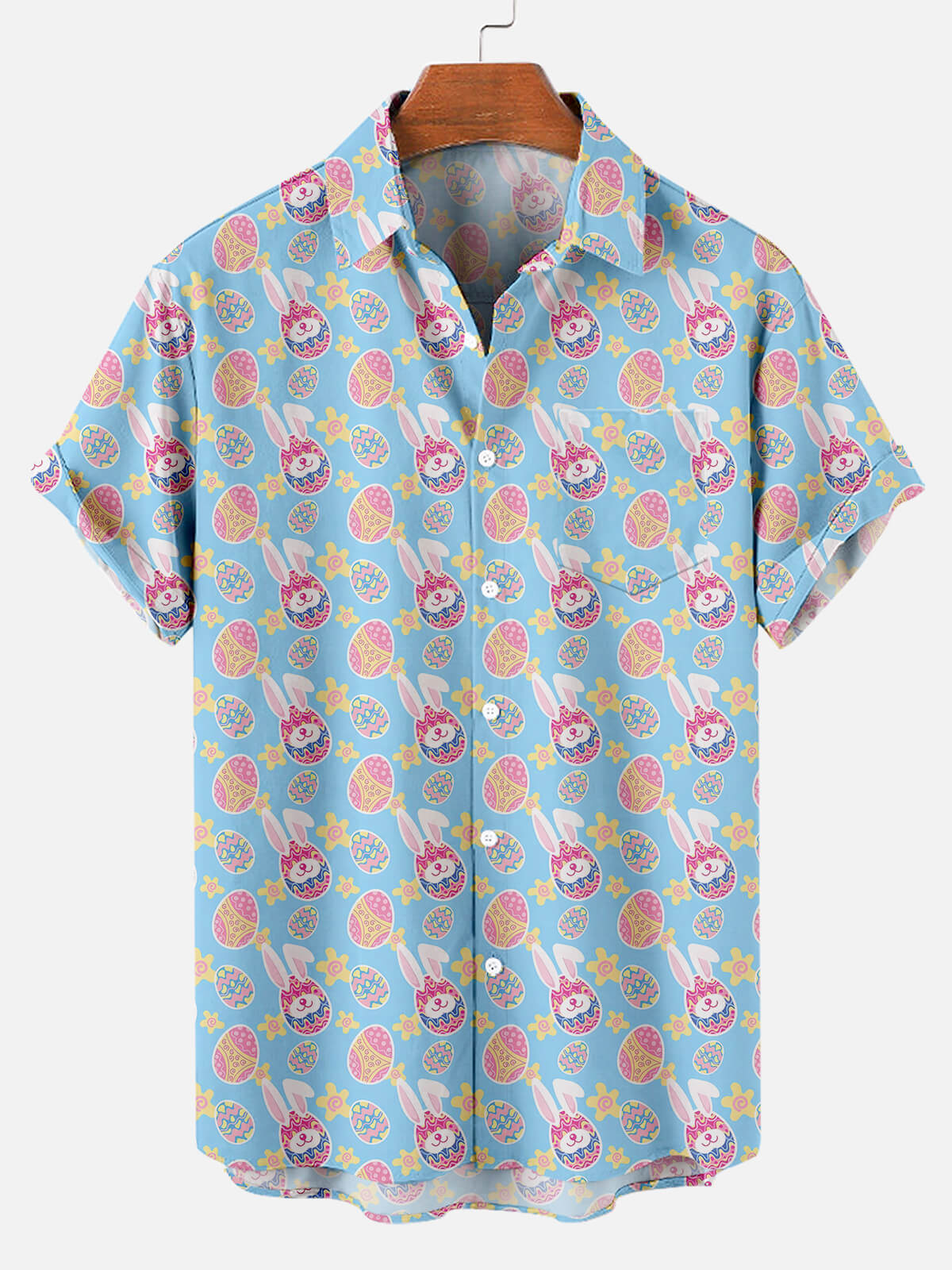 Men's Easter Egg Bunny Pattern Short Sleeve Shirt Summer Everest