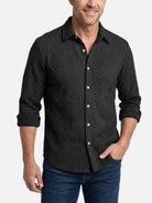 Men's Slim Fit Textured Cable Knit Long Sleeve Shirt Eleven Oasis