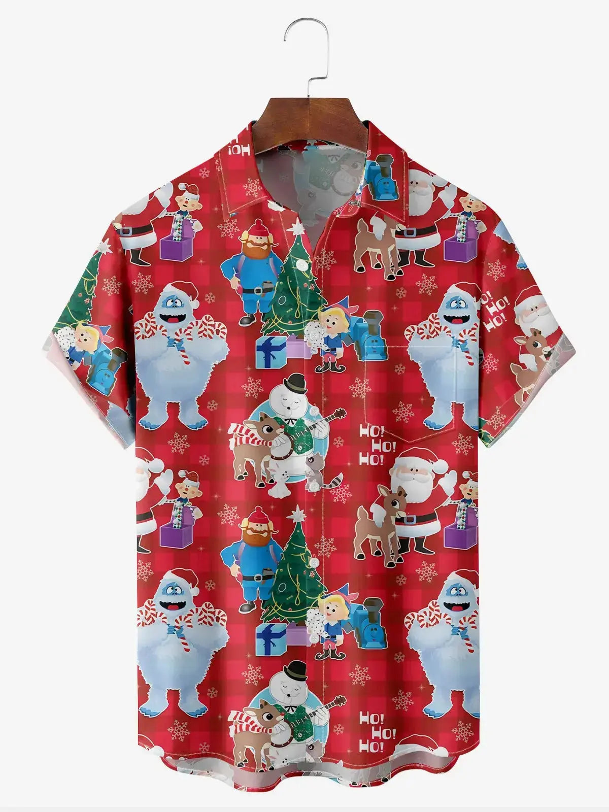 Rudolph Nosed Reindeer Christmas Character Short Sleeve Shirt