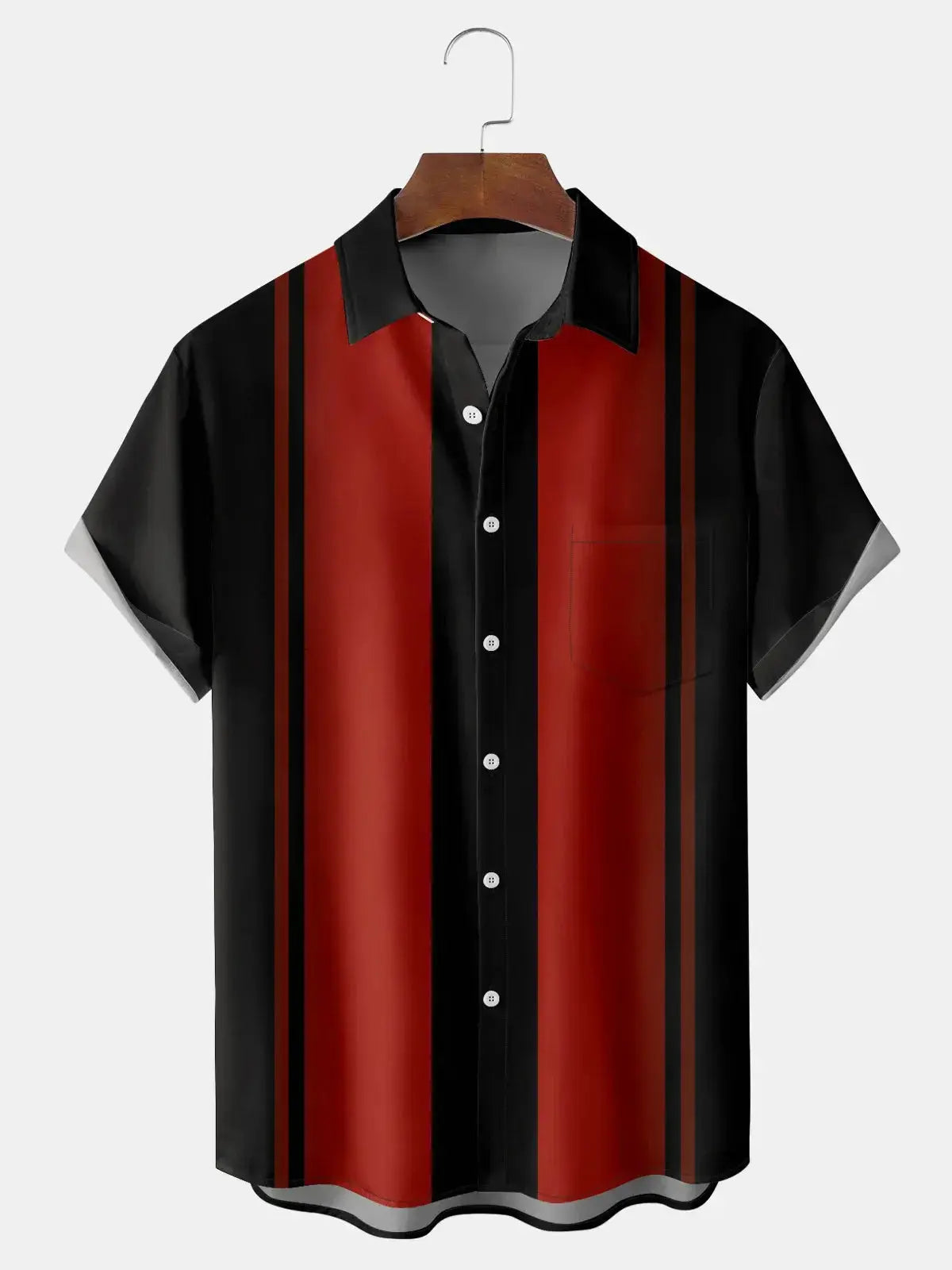 Tall Size Men's Bowling Black and Red Short Sleeve Casual ShirtMens short sleeve shirts Big and tall Mens shirts Short sleeve shirts for men Mens 4xl shirts Casual short sleeve shirts