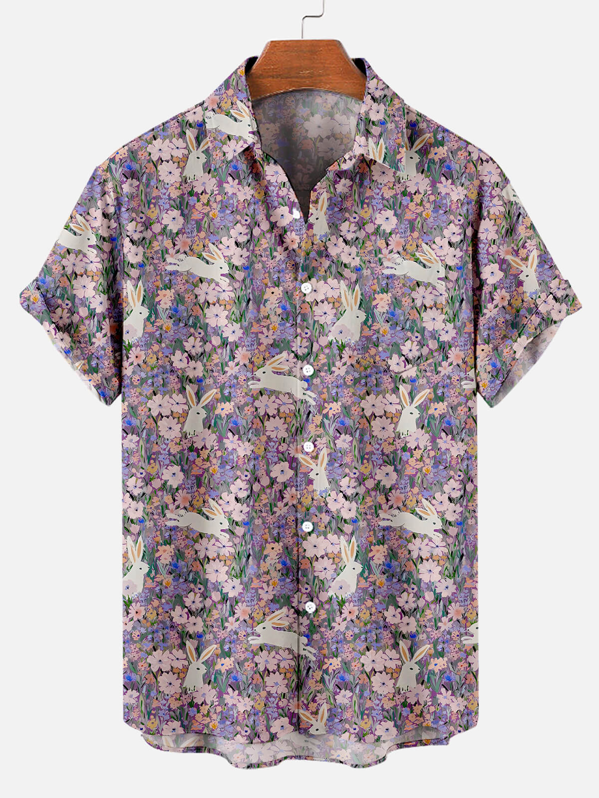 Men's Easter Egg Bunny Pattern Short Sleeve Shirt Summer Everest