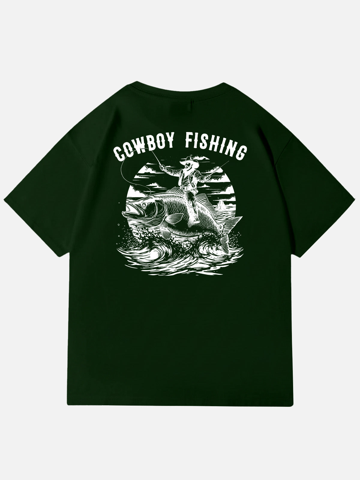 Cowboy Fishing Novelty Cotton T-Shirt Eleven Oasis