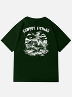 Cowboy Fishing Novelty Cotton T-Shirt Eleven Oasis