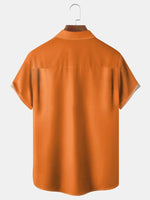 Tall Size Men's Orange Striped Bowling Short Sleeve Casual ShirtMens short sleeve shirts Big and tall Mens shirts Short sleeve shirts for men Mens 4xl shirts Casual short sleeve shirts