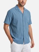 Men's Textured Camp Collar Short Sleeve Shirt ElevenOasis