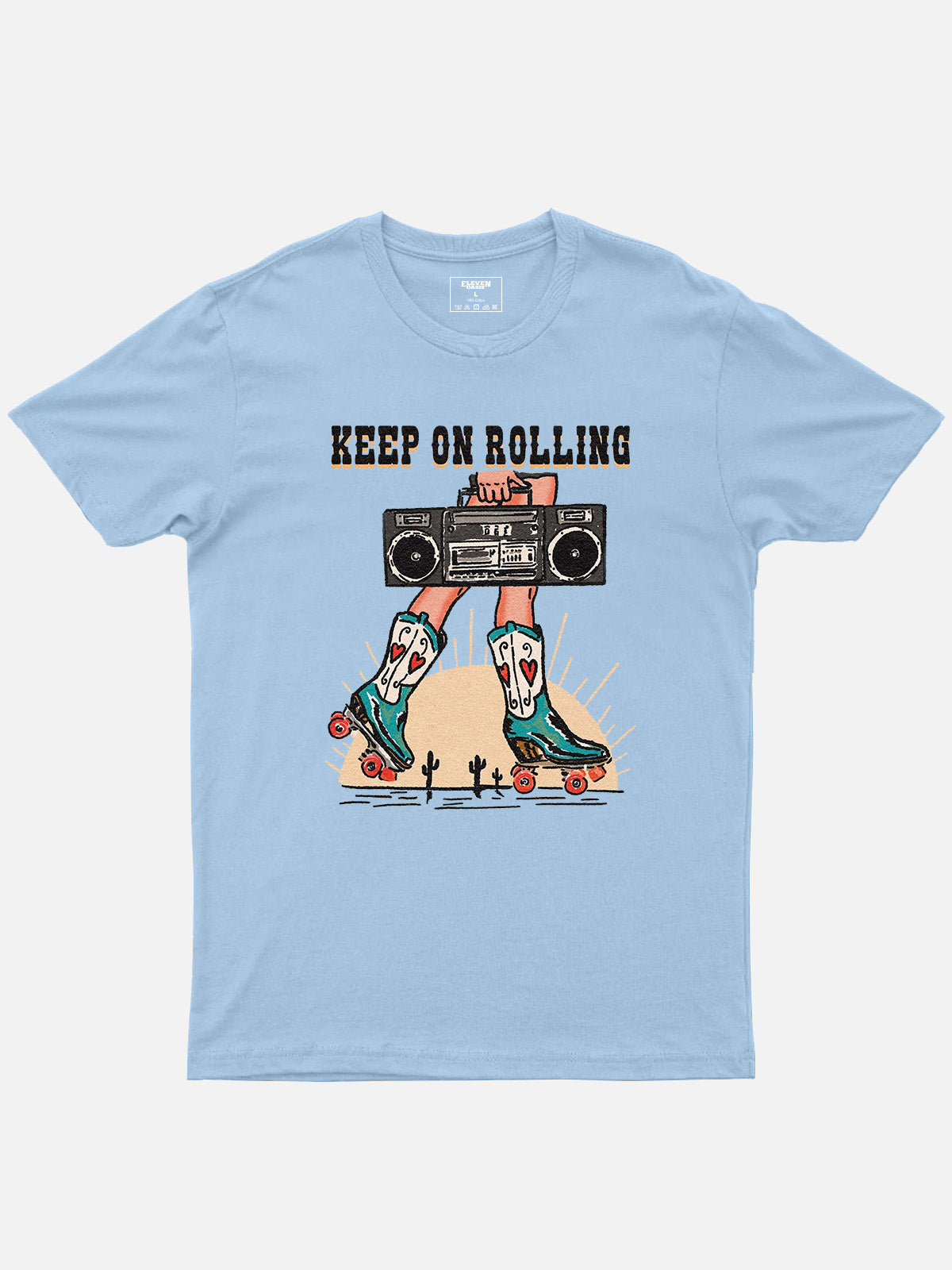 Keep On Rolling Cowboy Boots Cotton T-Shirt Eleven Oasis