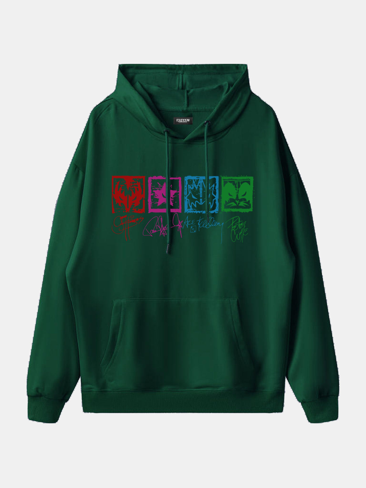 KISS Band Member Faces Vintage Graphic Hoodie Eleven Oasis