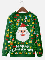 Happy Christmas Smiling Santa Green Sweatshirt, mens short sleeve shirts?¨º?big and tall mens shirts?¨º?short sleeve shirts for men?¨º?mens 4xl shirts?¨º?casual short sleeve shirts