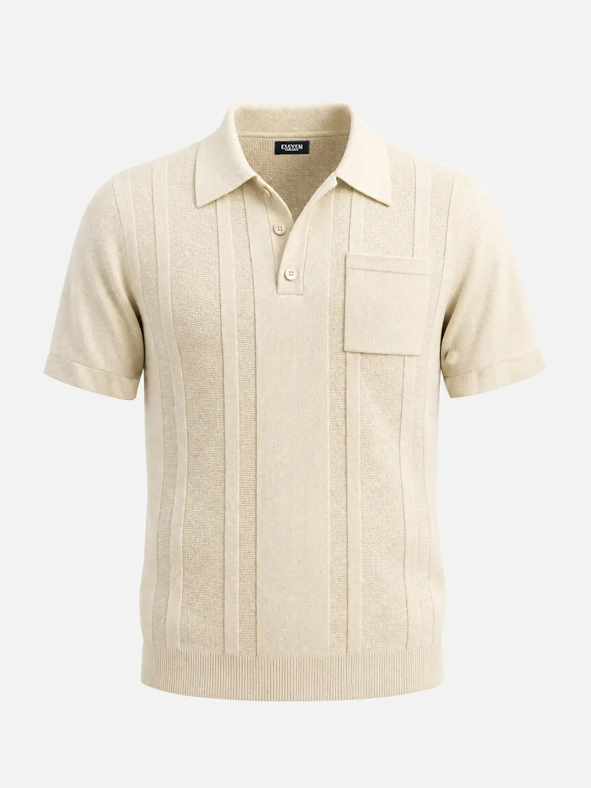 Men's Retro Ribbed Knit Short Sleeve Polo Shirt Eleven Oasis