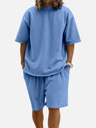 Men's Casual Two-Piece Short Sleeve Shirt and Shorts Set Eleven Oasis