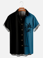 Hawaii Men's Gradient Coconut Tree Print Casual Breathable Short Sleeve Shirt ElevenOasis