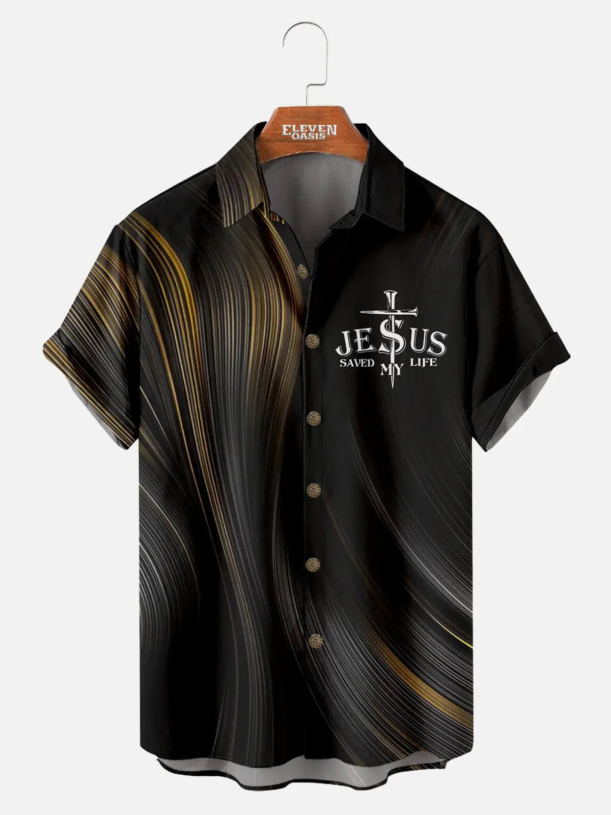 Gorgeous Striped Cross Pattern Men's Short Sleeve Tops ElevenOasis