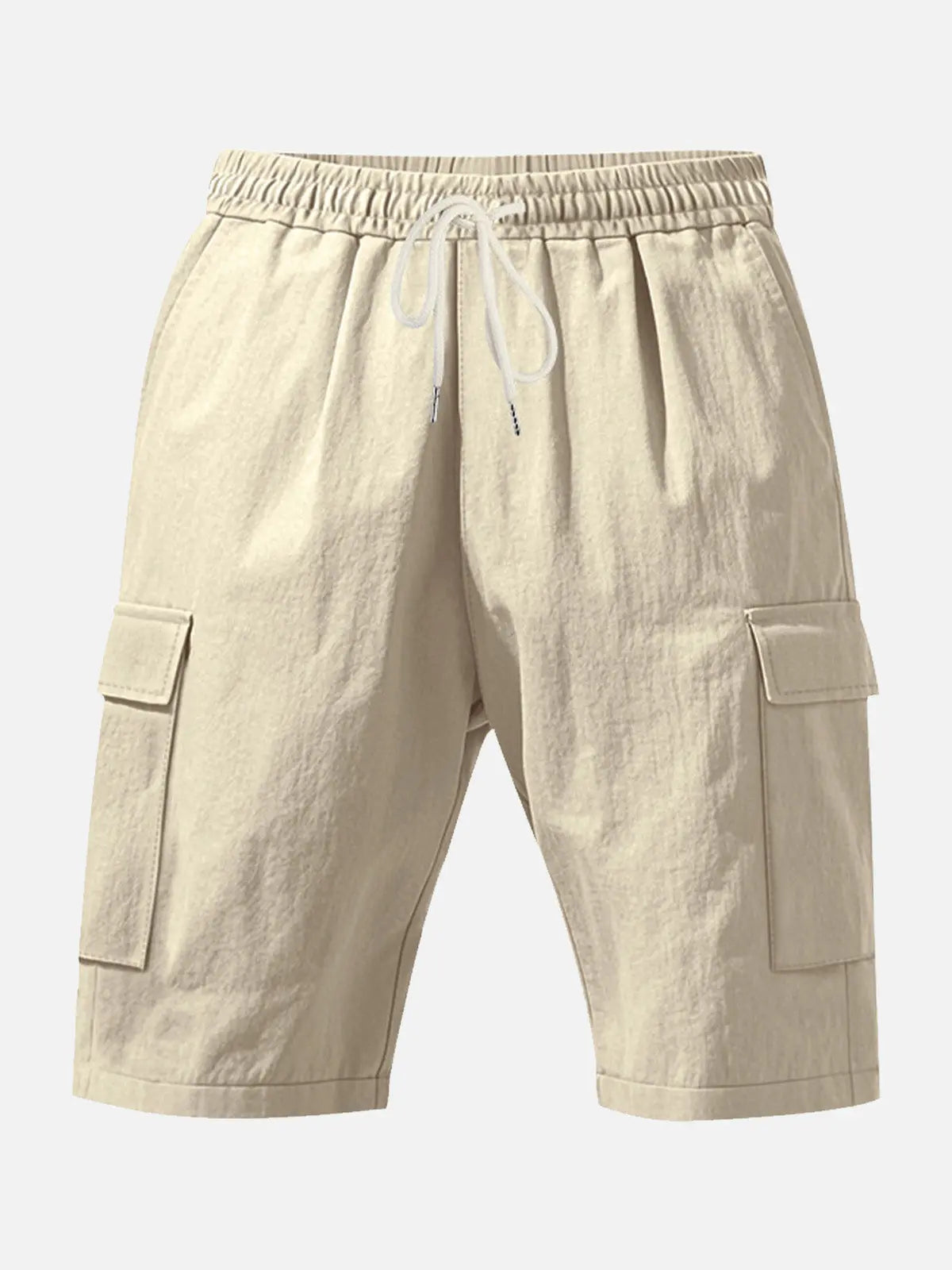 Men's Solid Color Linen Shorts Waist Drawstring Cargo Shorts ElevenOasis