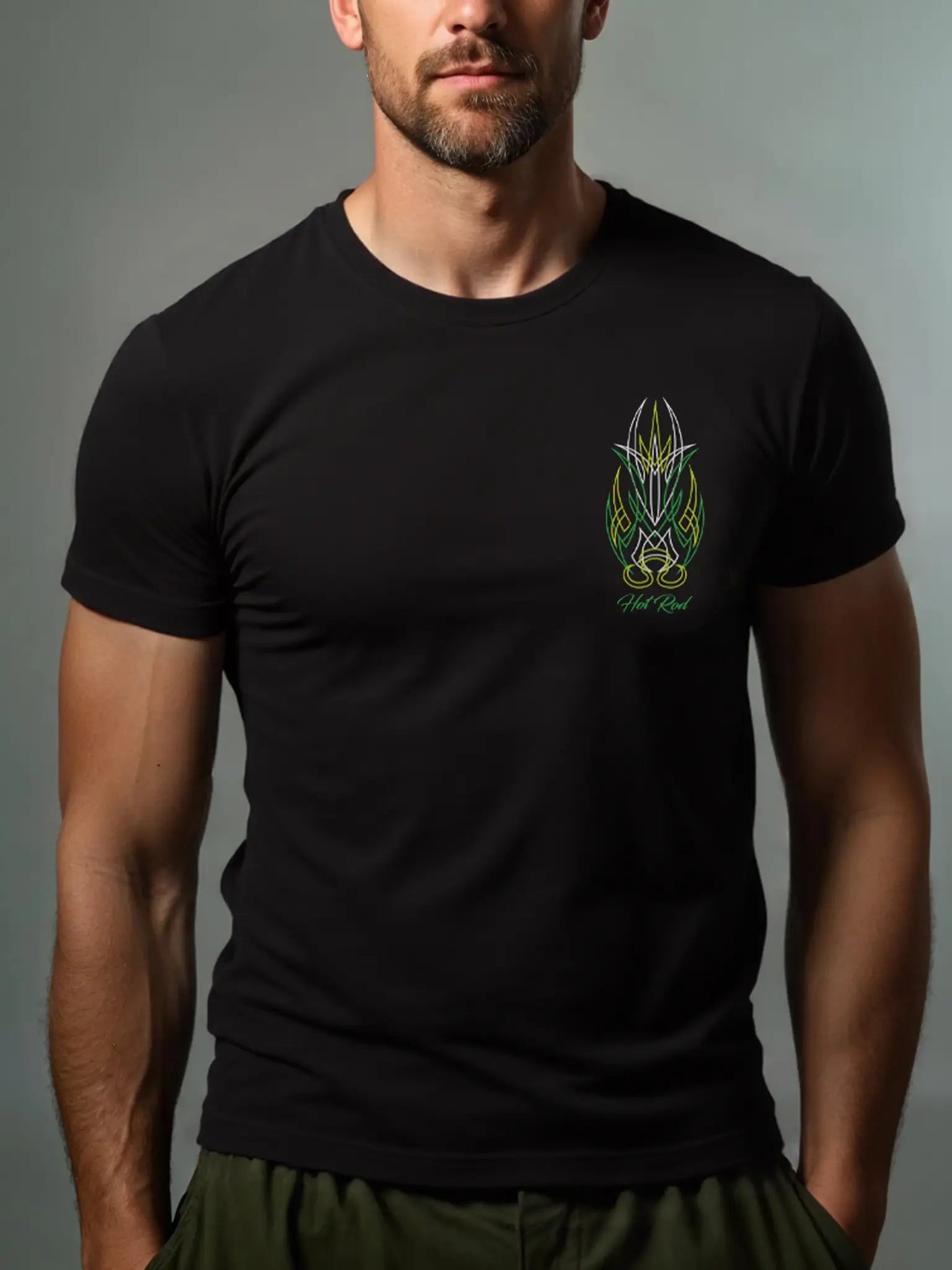 Men's Hot Rod Basic Cotton Round Neck Short Sleeve T-Shirt Hotrod Inspired Design Eleven Oasis