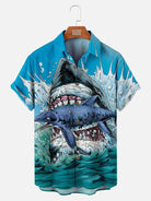 Hawaiian Great White Shark Pattern Men's Short Sleeve TopMens short sleeve shirts Big and tall Mens shirts Short sleeve shirts for men Mens 4xl shirts Casual short sleeve shirts