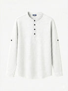 Men's Waffle Knit Henley Long Sleeve Shirt ElevenOasis