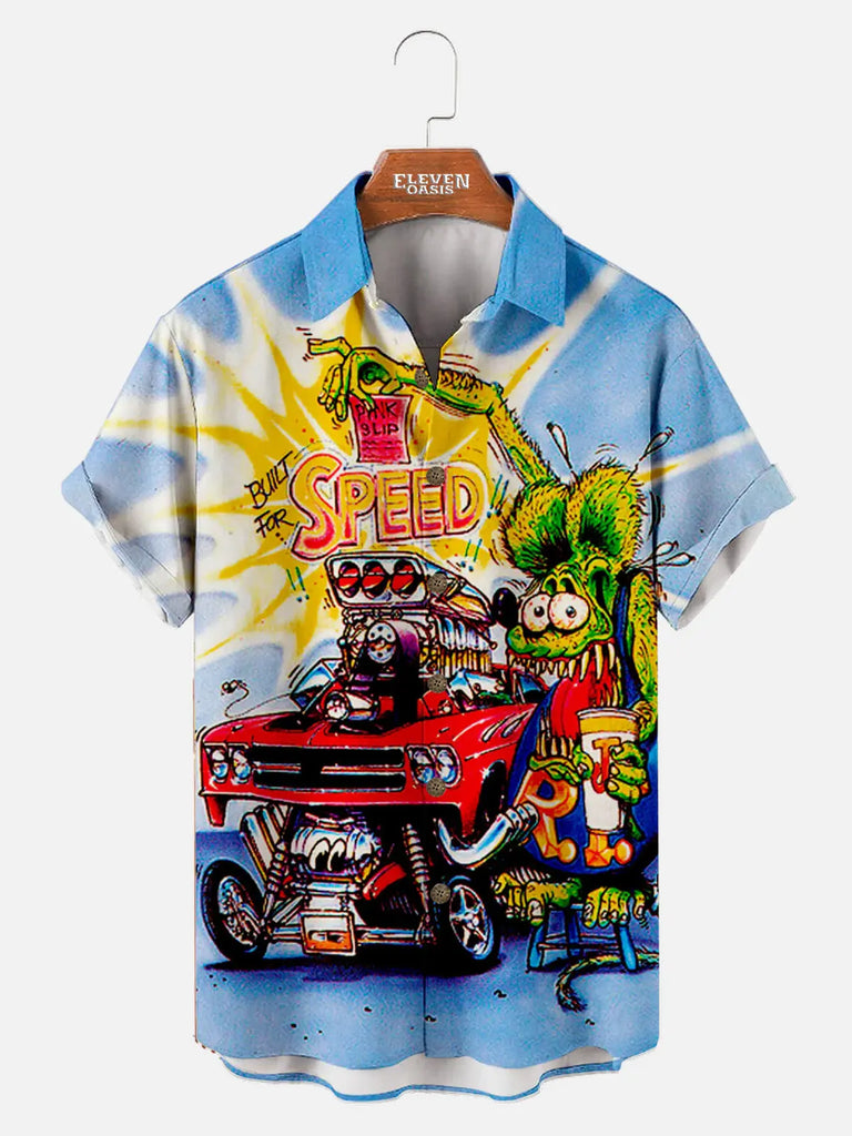 Car Anime Short Sleeve Shirt Eleven Oasis