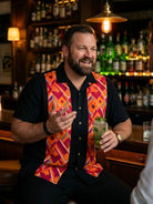 Men's Retro Geometric Panel Bowling Short Sleeve Shirt Eleven Oasis
