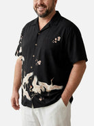 Tall Men's Flying Crane Blossom Short Sleeve Shirt Eleven Oasis