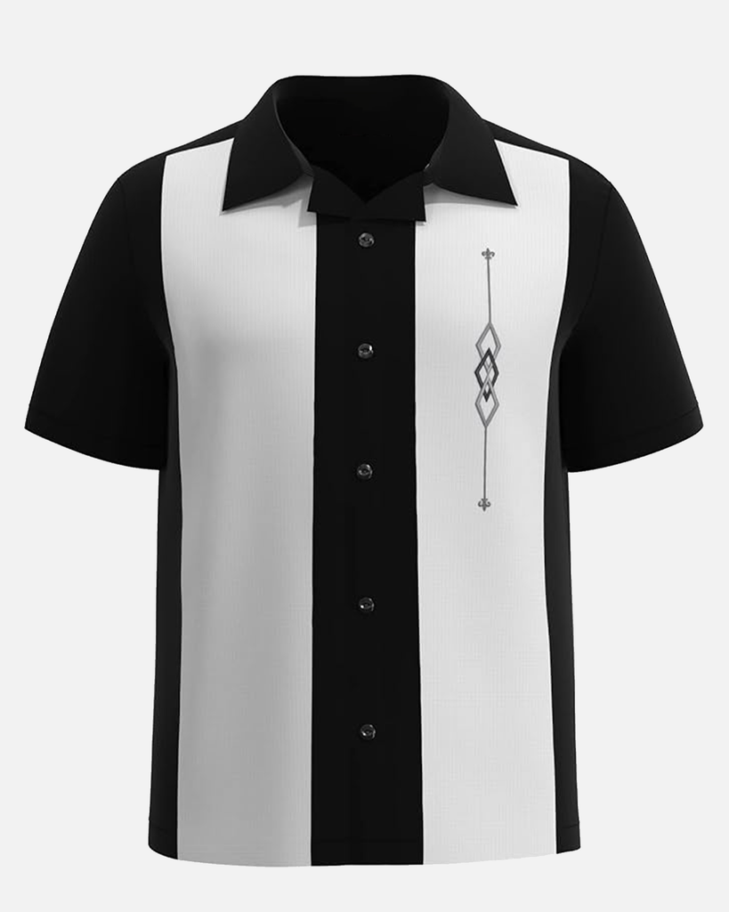 Men's Vintage Cuban Style Bowling Rhombus Short Sleeve Shirt Eleven Oasis