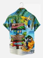 Seaside parrot leisure Men's Short Sleeve Shirt ElevenOasis